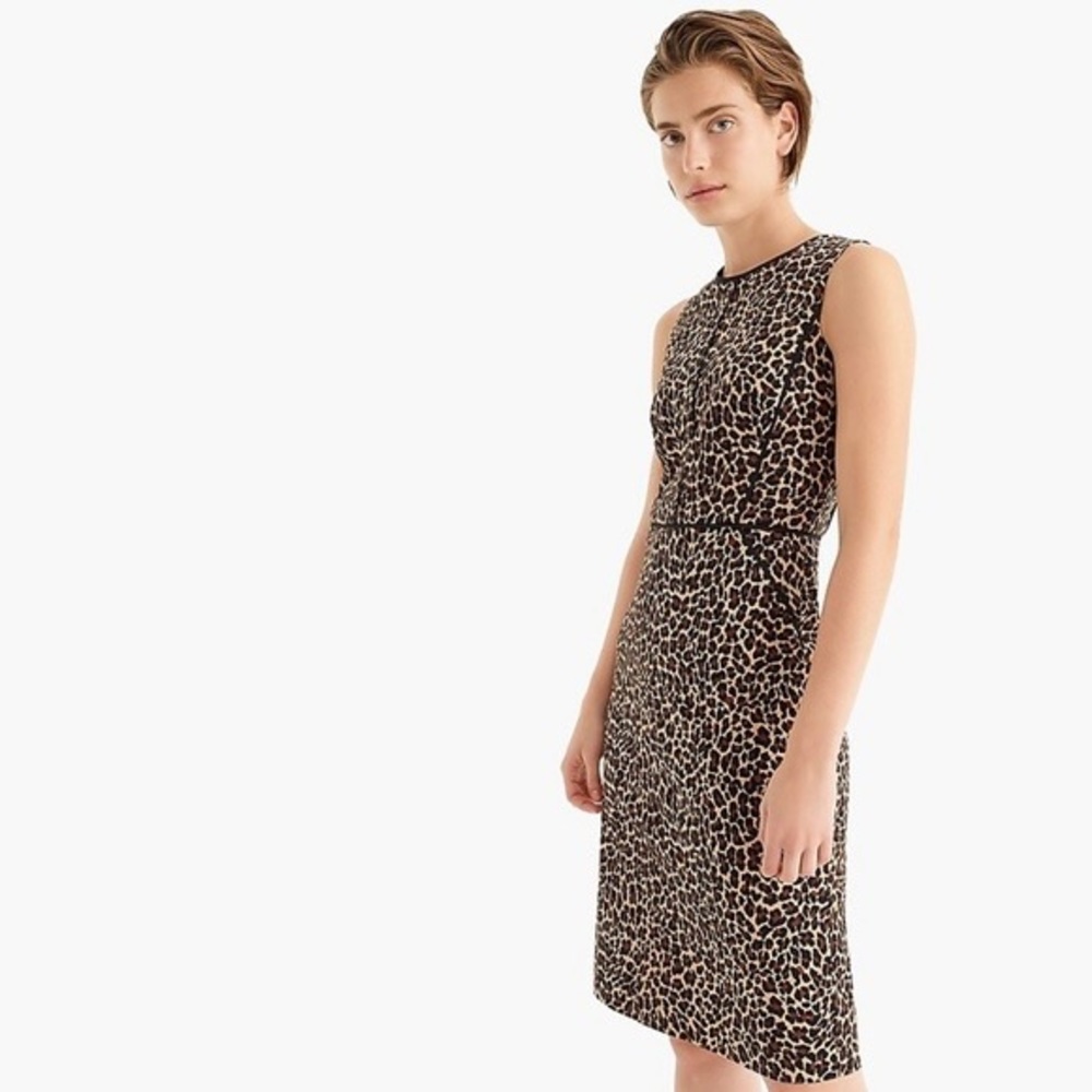 NWT J. Crew Sheath dress in leopard bi-stretch cotton